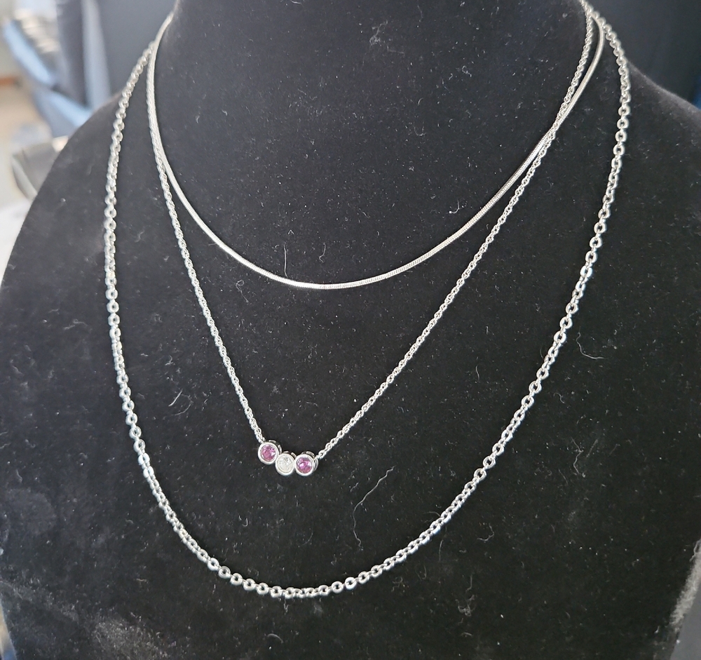 Source Unknown Silver Necklaces (3)